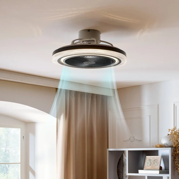 Mican 'SALERNO' Deckenventilator, Aluminium weiß, Ø 50 x 20 cm, mit LED-Leuchtmittel & Fernbedienung – Bild 7
