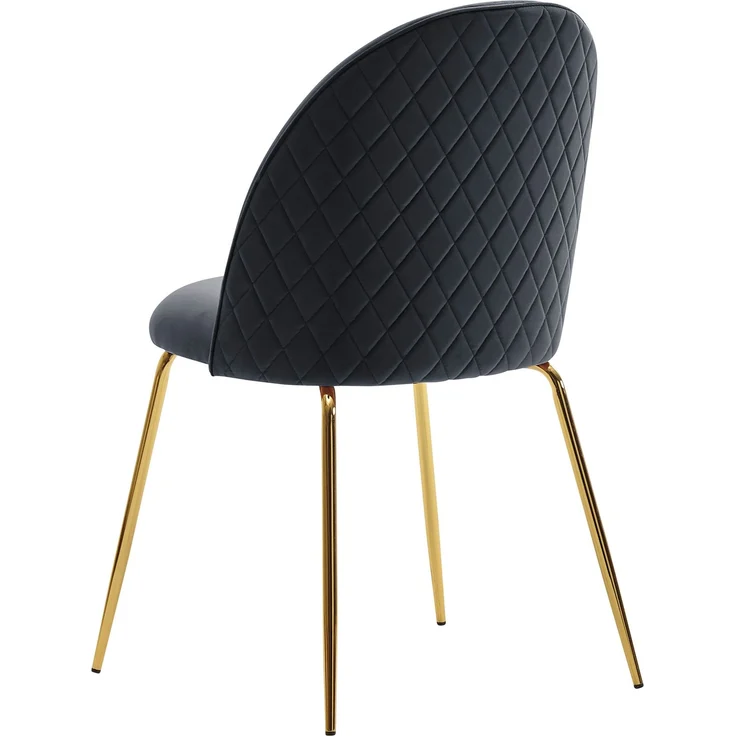 Esszimmerstuhl 2er Set Samt Schwarz gepolstert goldene Beine Skandinavisch – Bild 7