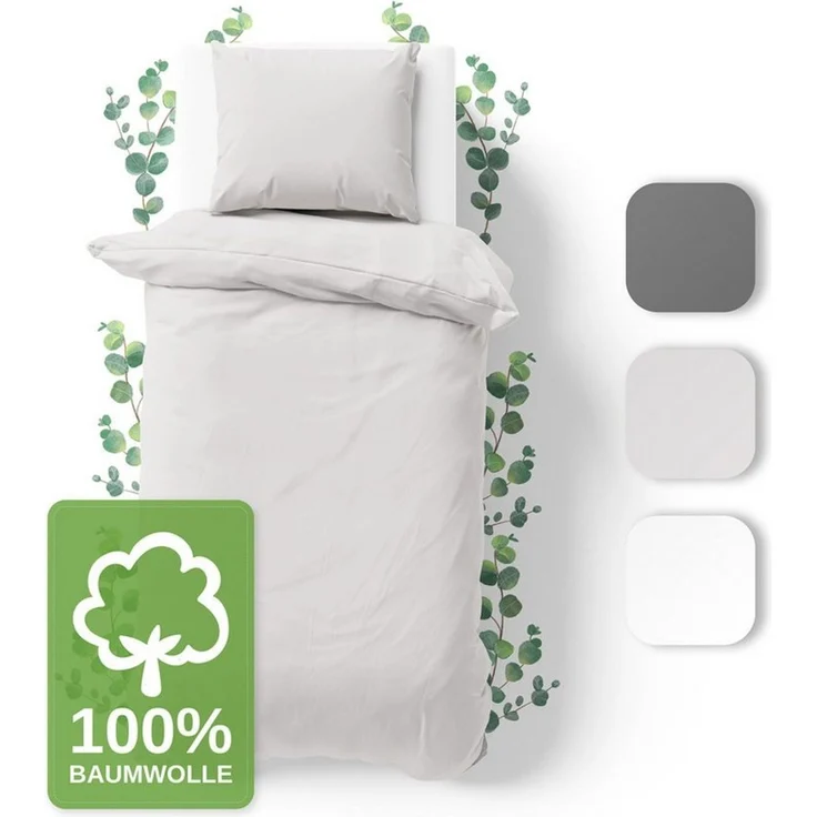 Jacobson Bettwäsche Set - 100% Baumwolle, Perkal, 2 teilig, Erhältlich in den Größen 135x200, 155x220, 200x200, 200x220, 240x220 – Bild 1