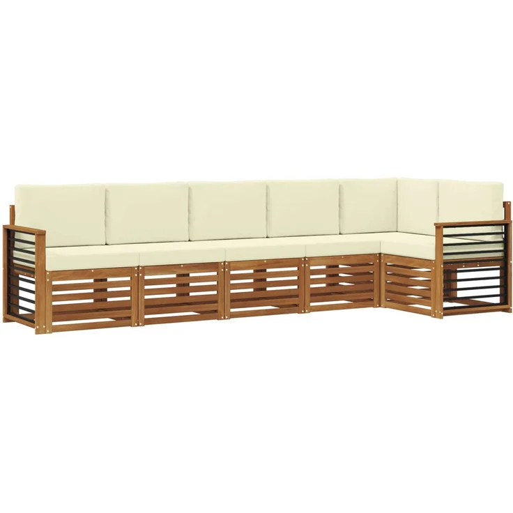 vidaXL Outdoor-Sofagarnitur 6 stk. 6-Sitzer Natur und Creme 3374900 – Bild 2