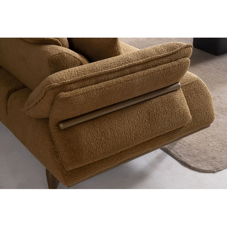 Sitzgruppe/Sofa Set - Wohnzimmergarnitur "Lorina" 3+3+1-Braun/Beige – Bild 15