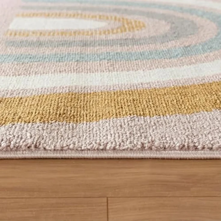 Jimri Kinderteppich DOTS l Pünktchen Gepunktet | Farbe: Beige Blau Rosa | Kinderzimmer/Jugendzimmer (Pink, 120x170 cm) – Bild 6