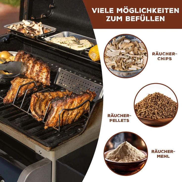 Räucherbox / Edelstahl, ca. 6 x 21 cm / Smokerbox BBQ für Raucharoma – Bild 6