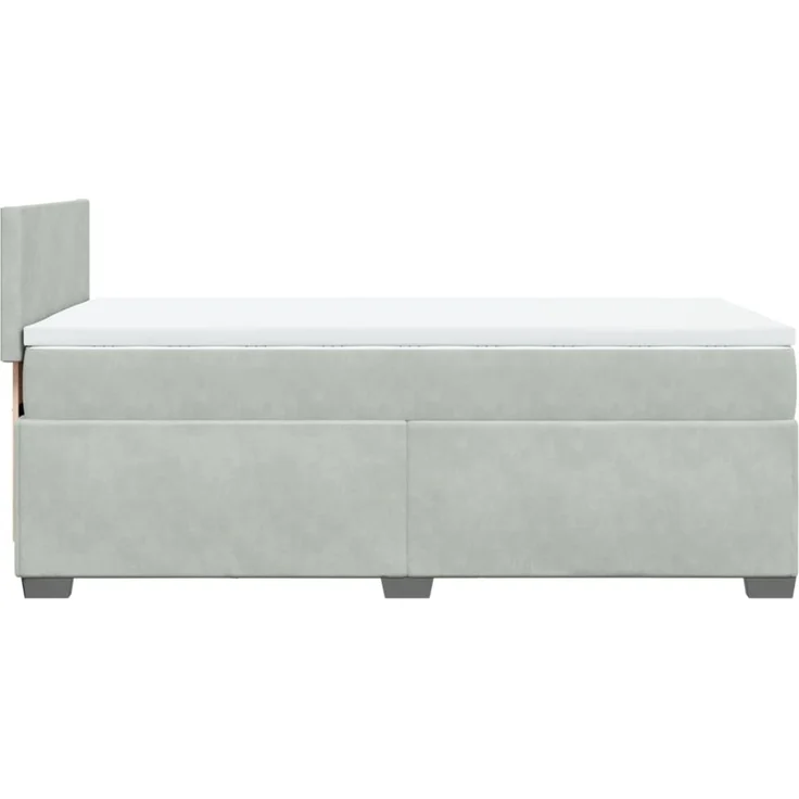 vidaXL Boxspringbett mit Matratze Hellgrau 90x200 cm Samt 3288504 – Bild 7