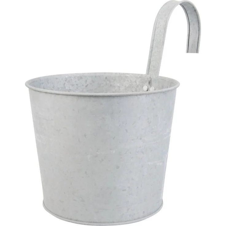 Alt Zink Blumentopf mit Haken und geschlossenem Boden – Bild 3