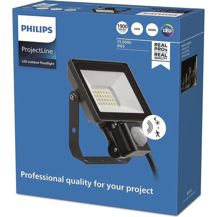 Philips ProjectLine Flutlicht, 20W, 4000K, mit Sensor, schwarz – Bild 2