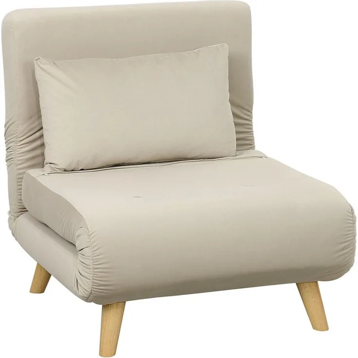 HOMCOM Relaxsessel mit Bettfunktion, verstellbare Rückenlehne, bis 150 kg Belastbar, Beige, 72 x 78 x 79 cm