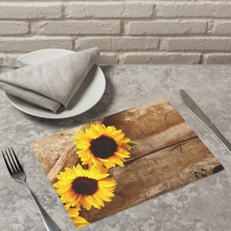 matches21 HOME & HOBBY Platzset Abwaschbare Tischsets 8er Set Sommer Sonnen-Blumen, (8-St), Platzsets als Tisch-Untersetzer und Tisch-Deko für Esstisch Teller – Bild 5