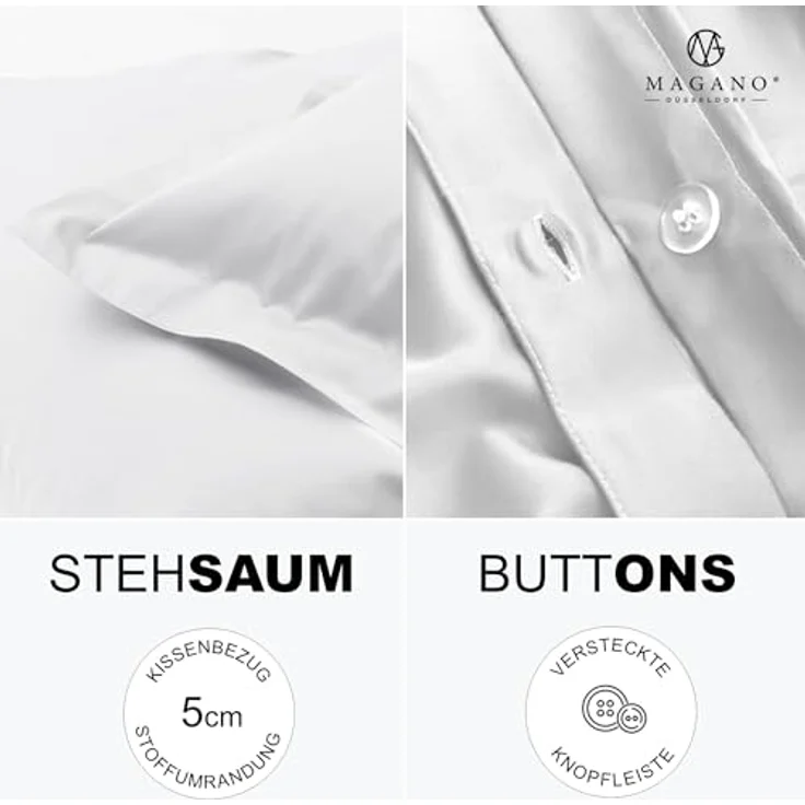 MAGANO Bettwäsche, Luxus Bambus & Baumwolle Satin, 400 TC Luxusqualität, Hypoallergen, Thermoregulierend – Bild 6