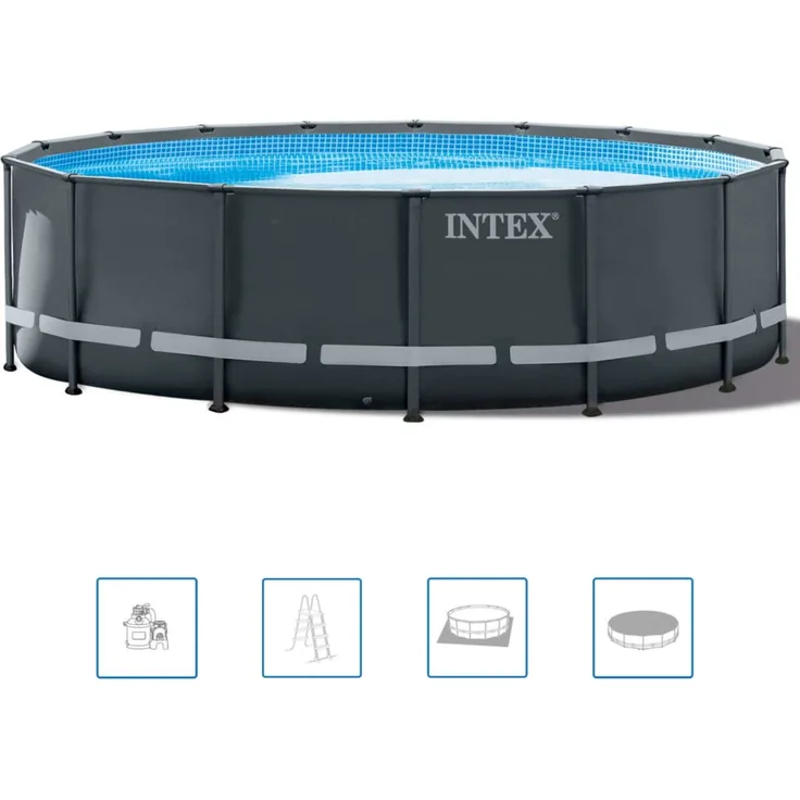 Intex 'Frame Swimming Pool Set Ultra Rondo XTR', anthrazit, Ø 488x122 cm, inkl. Sandfilteranlage
