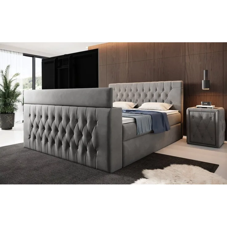 Luxusbetten24 Boxspringbett Velano, mit TV Lift und Stauraum