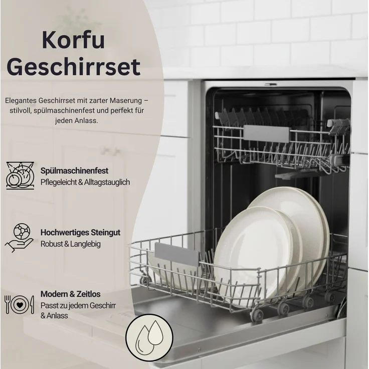 SÄNGER Steingut Geschirrset Korfu, Tafelservice 12 teilig für 4 Personen – Bild 4