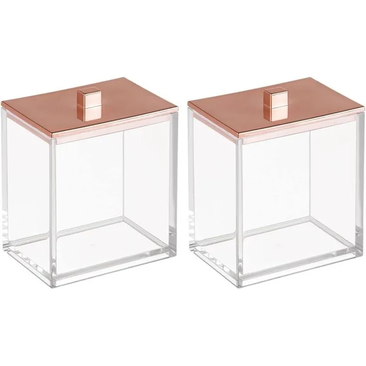 mDesign Kosmetikbehälter Wattestäbchen Organizer Badzubehör 2er Set Roségold