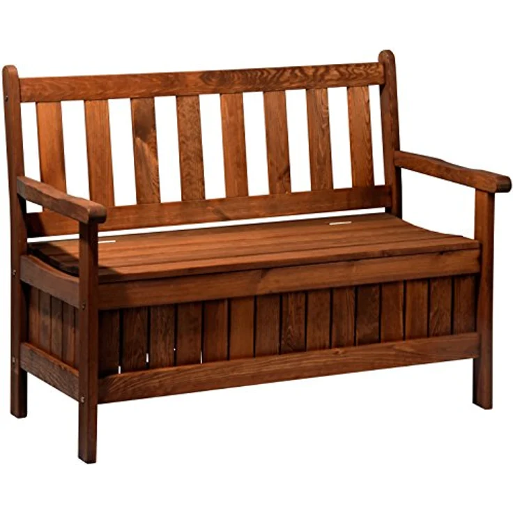 Dobar Gartenbank 2-Sitzer aus geöltem Kiefernholz in Braun mit Stauraum, 89 x 115 x 58 cm, FSC®-zertifiziert – Bild 5