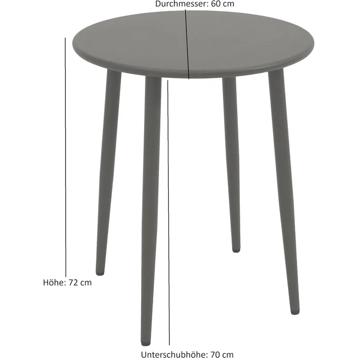 DEGAMO DENVER Beistelltisch, Stahl, grau, 60cm rund – Bild 2