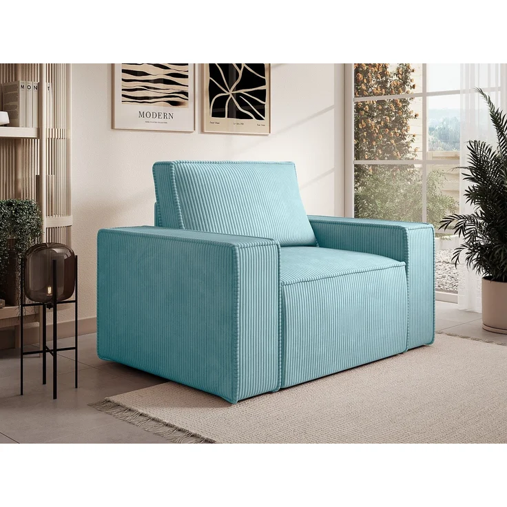 Vente-unique - AMELIA - Sessel mit gerader Rückenlehne - Plastik - Kunststoff (PVC) - Türkisblau - 120 x 86 x 85 cm – Bild 2