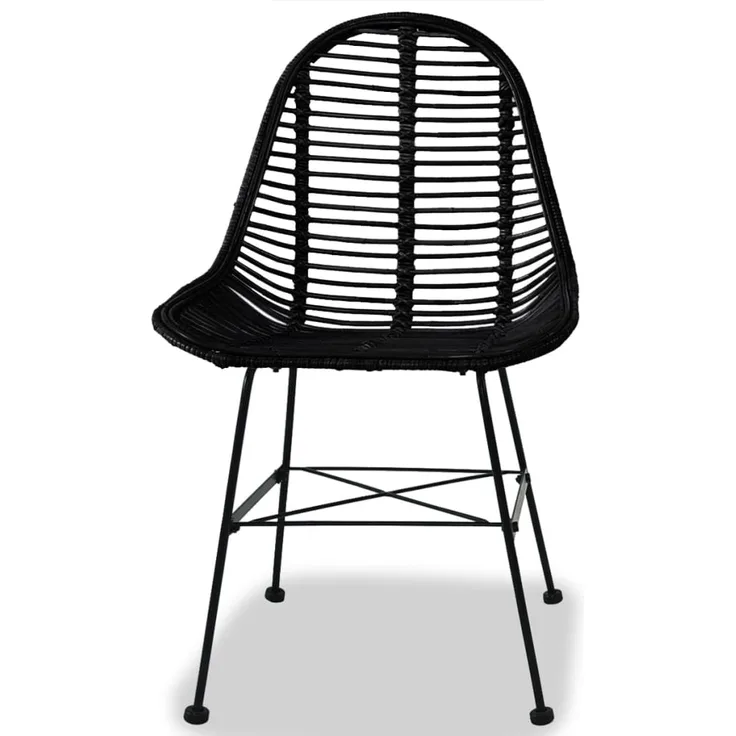 vidaXL Esszimmerstühle 2 Stk. Natur Rattan Schwarz 244571