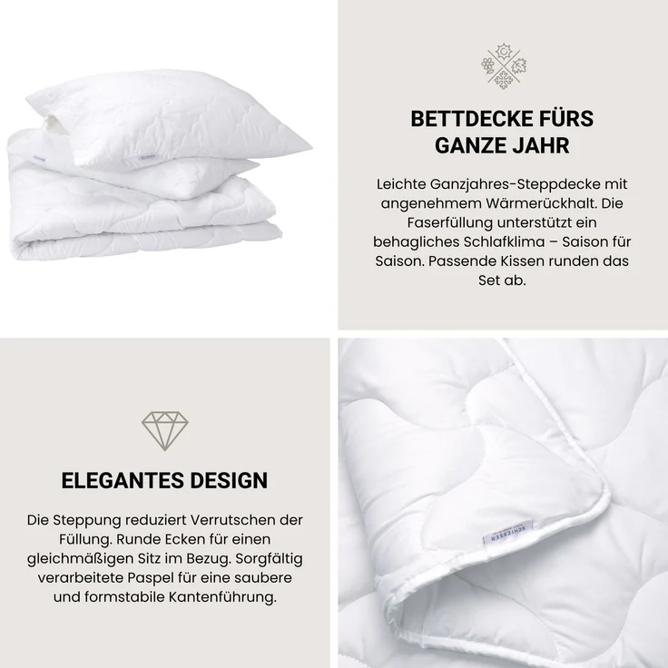 Schiesser Ganzjahresbettdecke Hygge - 200 x 210 cm - Weiß – Bild 4