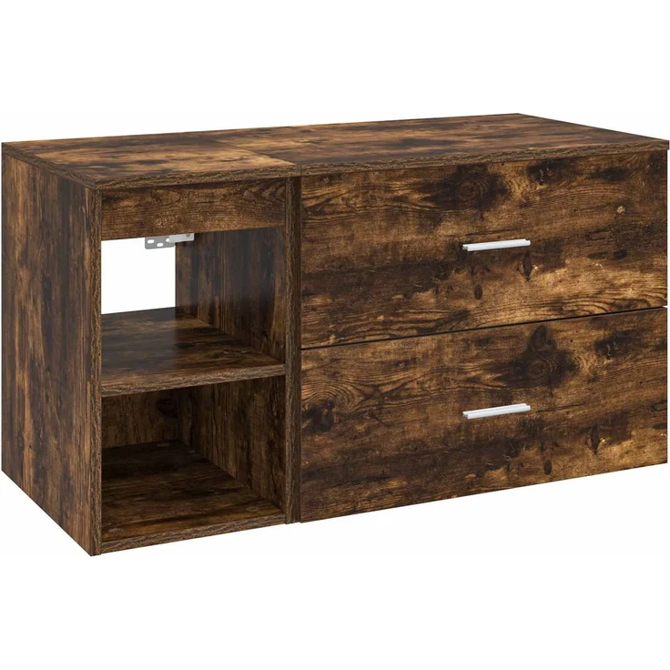 vidaXL Badezimmermöbel-Set zur Wandmontage 2 stk. Geräucherte Eiche 3403940 – Bild 2