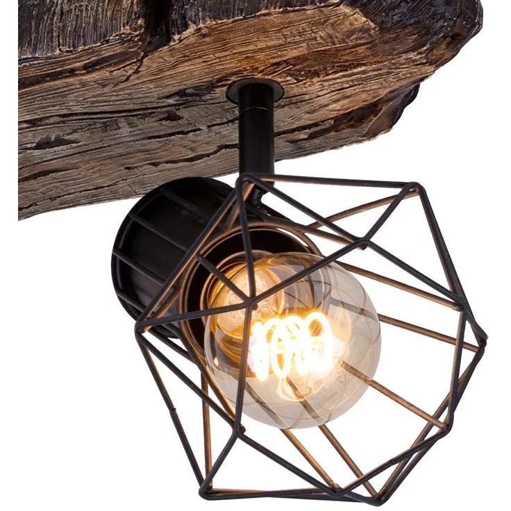 Deckenleuchte, Holzoptik, Metall, schwarz, L 38,5 cm – Bild 6