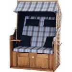 TRENDY by deVries 'Trend 10+' Strandkorb, Stoff 745, Geflecht natur, Akazienholz FSC® 100%