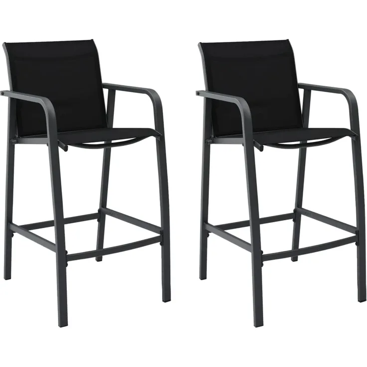 Garten-Barstühle 2 Stk. | Barhocker Schwarz Textilene