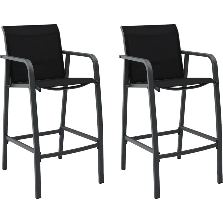 Garten-Barstühle 2 Stk. | Barhocker Schwarz Textilene – Bild 1