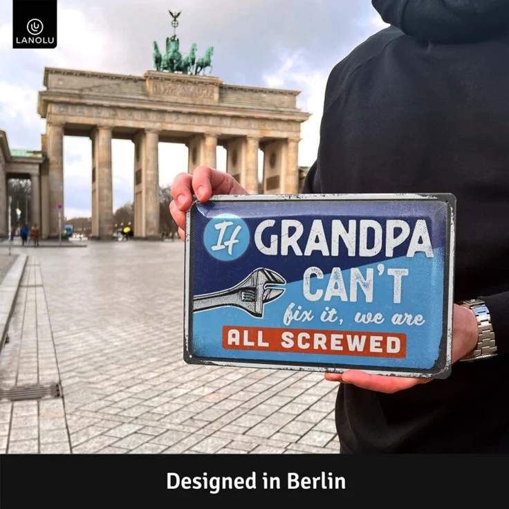 LANOLU Blechschild if Grandpa Cant Fix It 20x30cm – Metall – Mehrfarbig – 20284 – Bild 3
