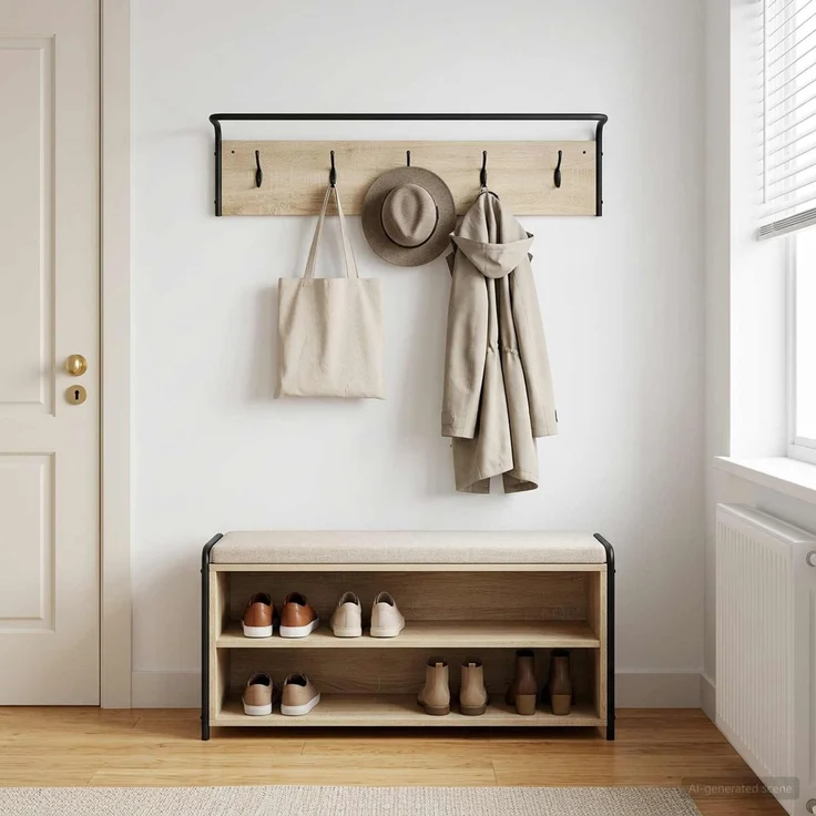 vidaXL Garderobenständer 100 x 30 x 25 cm Sonoma-Eiche Holzwerkstoff 8014089 – Bild 1