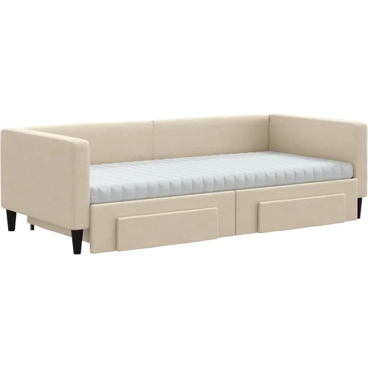 vidaXL Tagesbett Ausziehbar mit Schubladen Creme 90x200 cm Stoff 3196636 – Bild 3