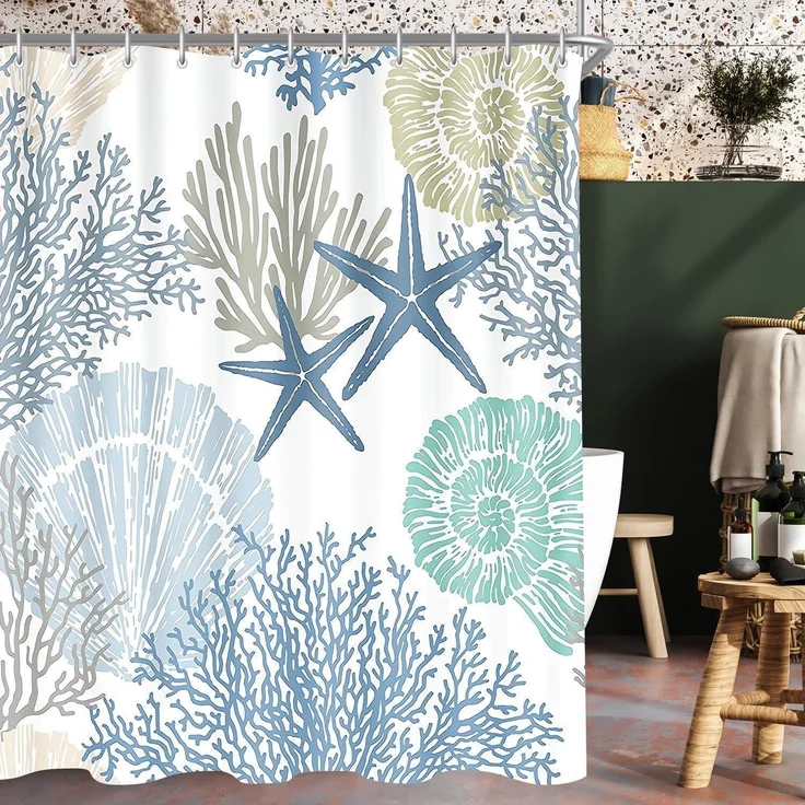 Duschvorhang 120x200 cm Unterwasseralgen Antischimmel Textil Saum – Bild 8