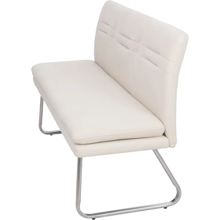 Sitzbank HWC-H70, Esszimmerbank Bank Polsterbank, Rückenlehne Stoff/Textil Edelstahl gebürstet ~ creme-beige 180cm – Bild 7