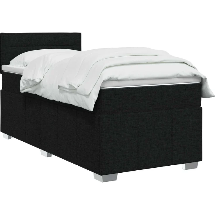 vidaXL Boxspringbett mit Matratze Schwarz 90 x 200 cm Stoff 3452581 – Bild 3