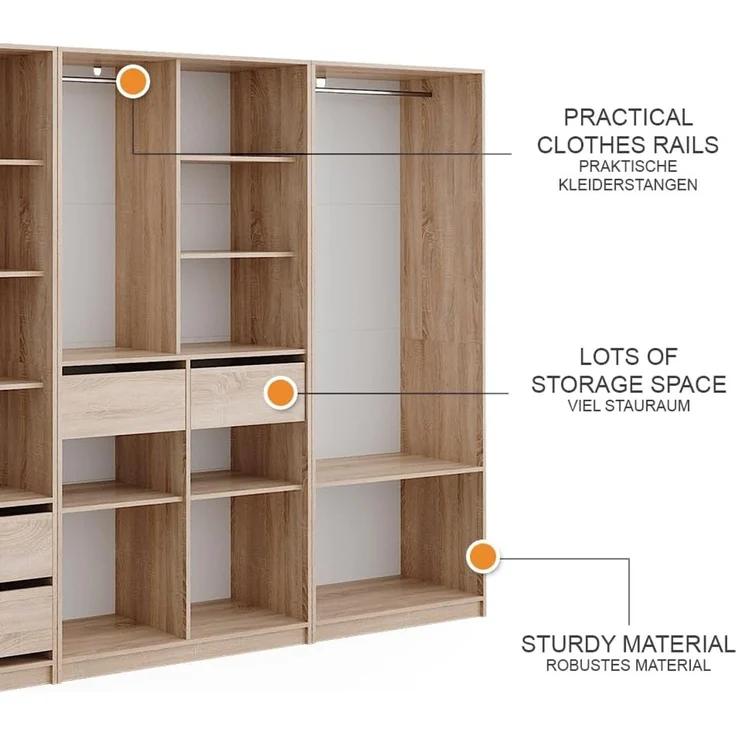 Kleiderschrank Elmo Sonoma 280 x 200 cm 3er Set Vicco – Bild 9