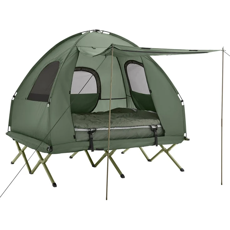 SoBuy Feldbett OGS61 Feldbett mit Zelt Schlafsack Wurfzelt 2 Person 4in1-Zelt Campingliege – Bild 1