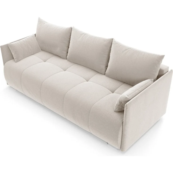 Wohnero24 NESSA Sofa mit Schlaffunktion 191x142 cm – Schlafsofa Creme 3-Sitzer mit Bettkasten – Bild 4