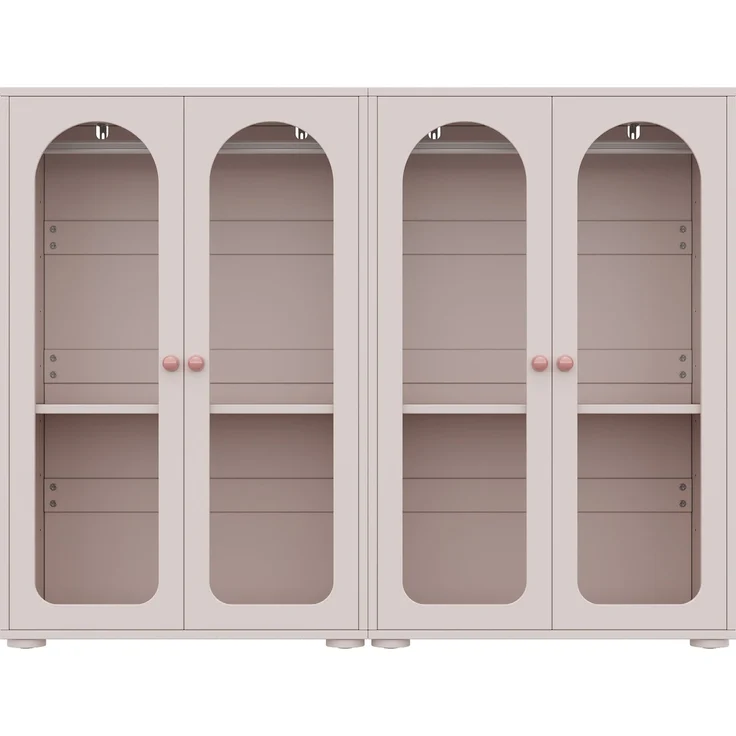 Kleiderschrank-Set 160x50x120 cm in Babyrosa, mit Acryl-Türen und verstellbaren Böden – Bild 6