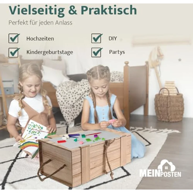 Meinposten Holzkiste Trudi Kiste mit Deckel geflammt vintage alt Truhe Natur Box Weinkiste – Bild 8