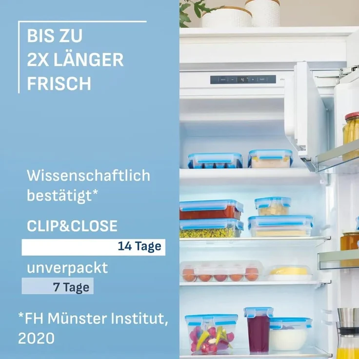 Emsa Frischhaltedose Clip&Close, Polyprophylen (PP), (Set, 6-tlg), Made in Germany, mikrowellengeeignet, (6 Dosen m. Deckel) – Bild 5