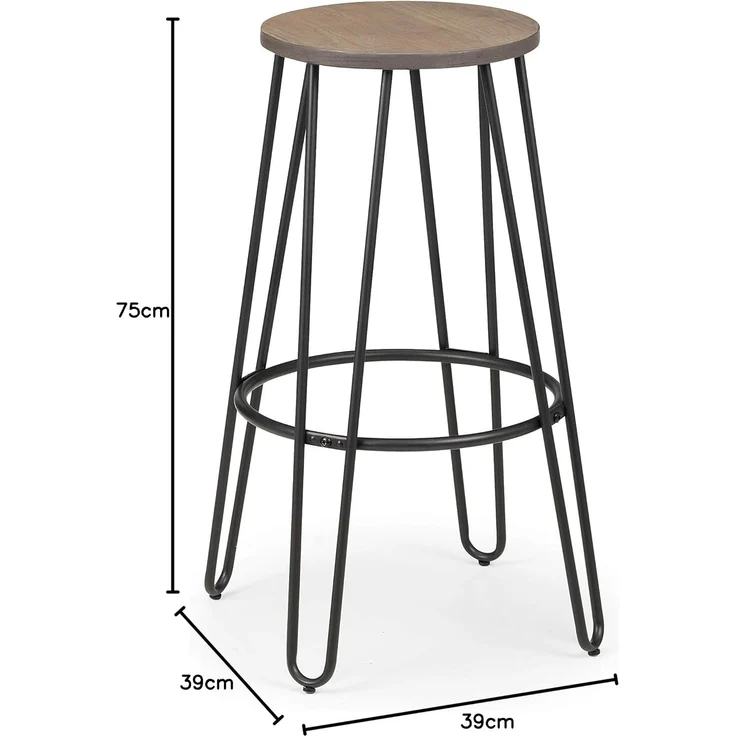 Julian Bowen Dalston Barhocker, 2er-Set, Ulmenholz, Mokka/Schwarz – Bild 7