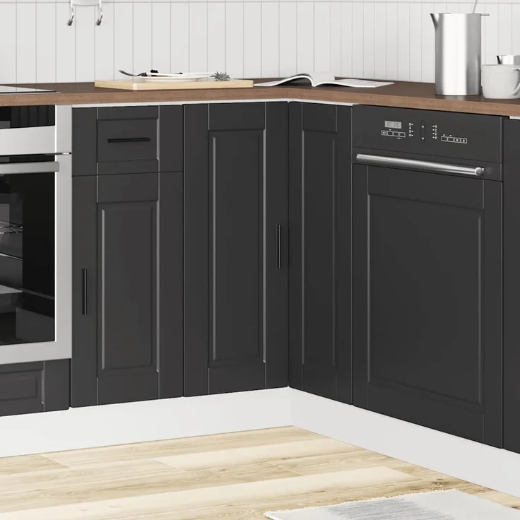 vidaXL Küchen-Eckunterschrank Porto Schwarz Holzwerkstoff 853988 – Bild 3