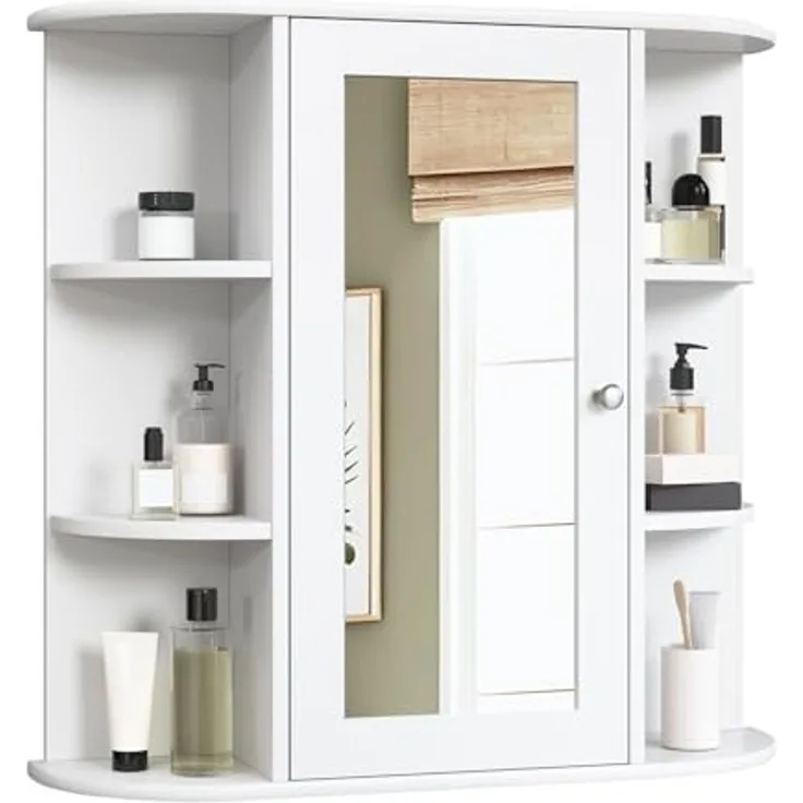 eSituro SBP0030 Spiegelschrank Badspiegel Hängeschrank mit Türen Wandschrank Badschrank Weiß BHT ca: 60 x 58 x 16 cm