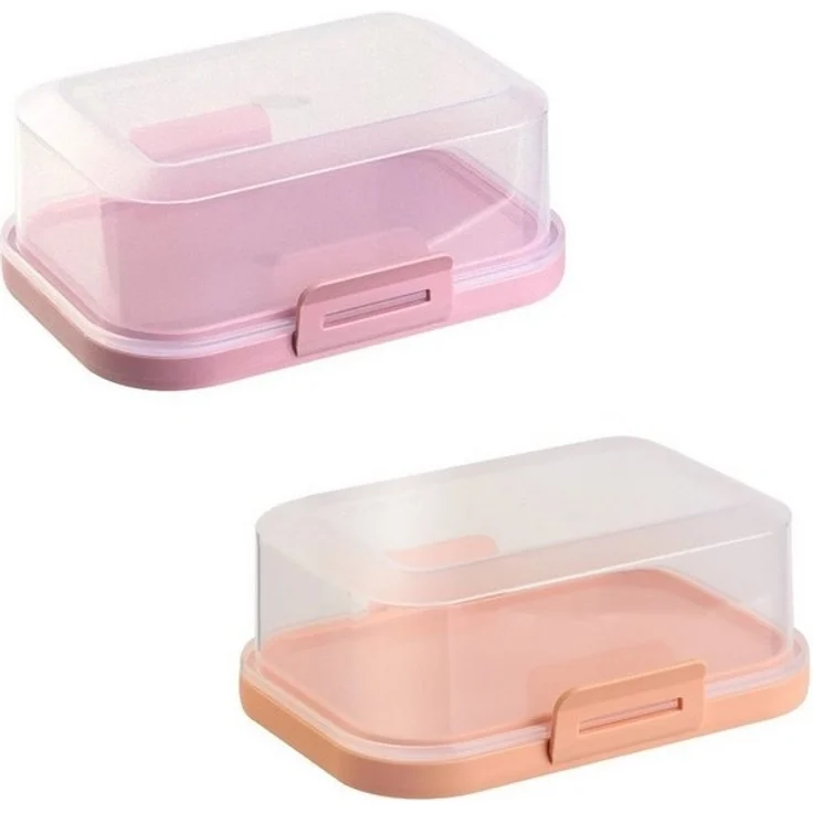 Engelland Butterdose Stapelbare Butter-/Käsedose, Kunststoff, (Vorteils-Set, 2-tlg, mit sicherem Klickverschluss), stapelbar, platzsparend, Ordnung im Kühlschrank, BPA-Frei, Mehrzweck – Bild 4