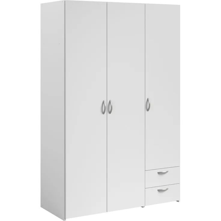 Kleiderschrank >Parisot Daily 2< 3 Türen, 2 Schübe, in Weiss - 120x185x51cm (BxHxT)