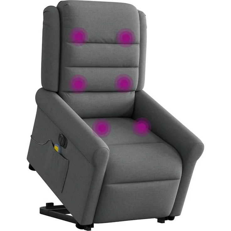 vidaXL Elektrischer Massagesessel mit Aufstehhilfe Dunkelgrau Stoff 3303345 – Bild 2