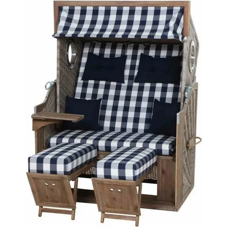 TRENDY by deVries 'PURE GREENLINE 135XL' Strandkorb, PE-Geflecht anthrazit/weiß, Dessin 743, 130x80x160 cm