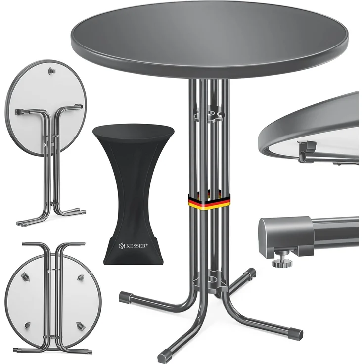 KESSER® Gastro Stehtisch klappbar - Gastronomie Bistrotisch rund - Wetterbeständiger Klapptisch Gartentisch - Runder Partytisch - Hitzebeständig - Stabil und sicher Anthrazit, Ø 80 cm, 2er Set