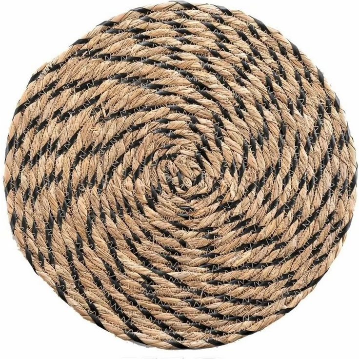 Macosa Home Platzset 2 STK. Stroh rund Braun Schwarz Weiß Platzmatten modern, Boho Tischset Tisch-Untersetzer Teller-Unterlage – Bild 3
