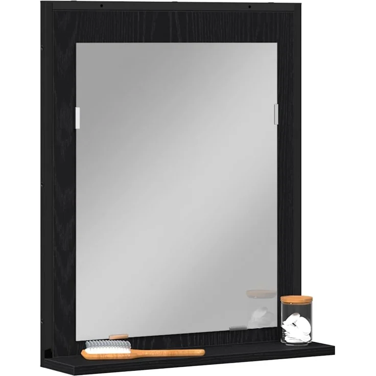 vidaXL Spiegel mit Regal Schwarz Eichen-Optik 50 x 12 x 60 cm 862222 – Bild 2