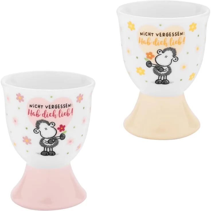 Eierbecher Set Porzellan Geschenk Ostern Sheepworld Hab dich lieb 73823